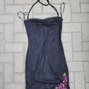 Betsey Johnson halter semi sheer lace tube dress textile art M textile art